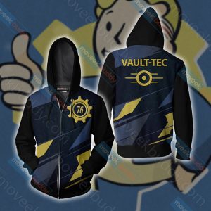 Fallout - Vault-tec Unisex 3D T-shirt Zip Hoodie XS 