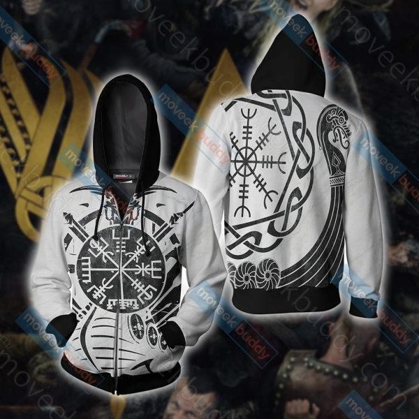 Vikings - Vegvisir symbol Unisex 3D T-shirt Zip Hoodie XS