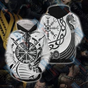 Vikings - Vegvisir symbol Unisex 3D T-shirt Hoodie S 