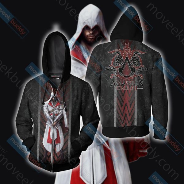 Assassin's Creed: Ezio Auditore New Unisex 3D T-shirt Zip Hoodie XS