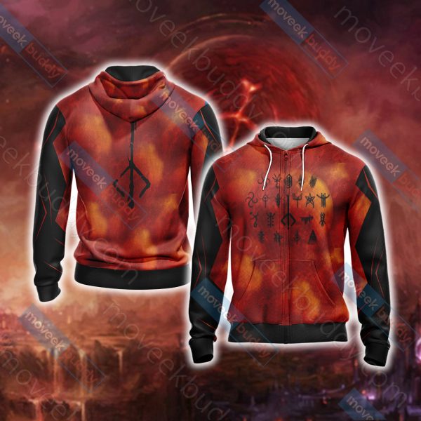 Bloodborne - Runes Unisex 3D T-shirt Zip Hoodie XS