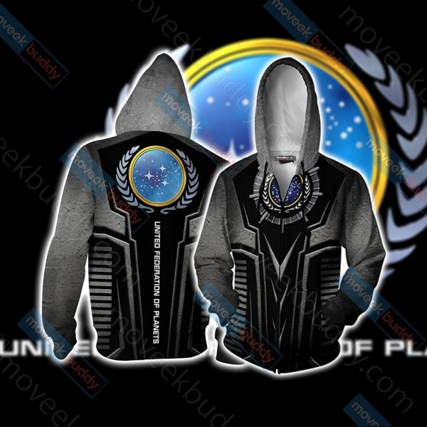 Star Trek - United Federation of Planets Logo Unisex 3D T-shirt Zip Hoodie XS