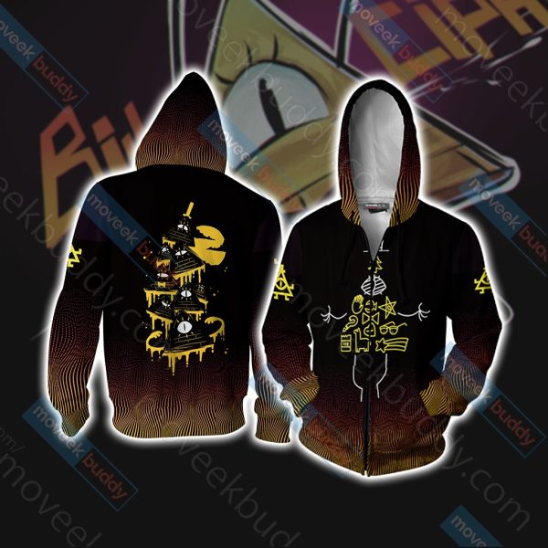 Gravity Falls - Bill Cipher Wheel New Version Unisex 3D T-shirt Zip Hoodie XS