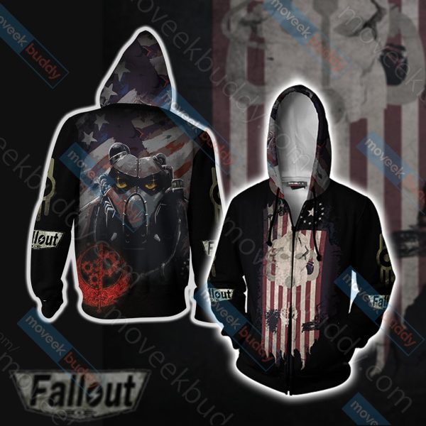 Fallout Brotherhood Of Steel New Unisex 3D T-shirt Zip Hoodie S