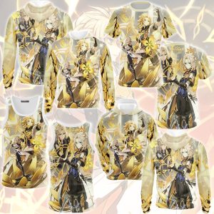 Genshin Impact Albedo Video Game All Over Printed T-shirt Tank Top Zip Hoodie Pullover Hoodie Hawaiian Shirt Beach Shorts Joggers   