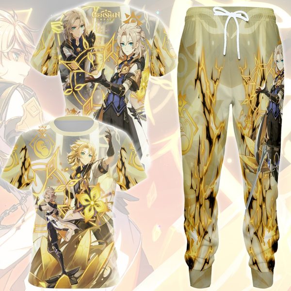 Genshin Impact Albedo Video Game All Over Printed T-shirt Tank Top Zip Hoodie Pullover Hoodie Hawaiian Shirt Beach Shorts Joggers