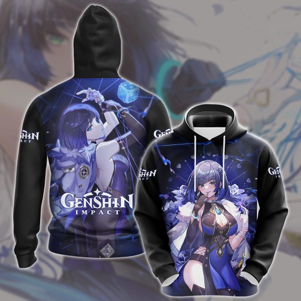 Genshin Impact Yelan Video Game All Over Printed T-shirt Tank Top Zip Hoodie Pullover Hoodie Hawaiian Shirt Beach Shorts Joggers Hoodie S