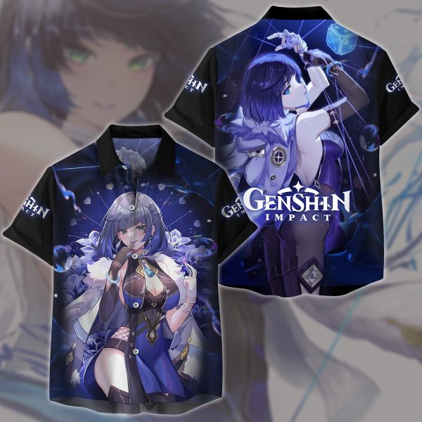 Genshin Impact Yelan Video Game All Over Printed T-shirt Tank Top Zip Hoodie Pullover Hoodie Hawaiian Shirt Beach Shorts Joggers Hawaiian Shirt S