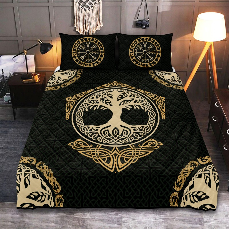 Viking Quilt Bedding Set Norse Yggdrasil Tree