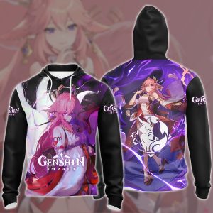 Genshin Impact Yae Miko Video Game All Over Printed T-shirt Tank Top Zip Hoodie Pullover Hoodie Hawaiian Shirt Beach Shorts Joggers Zip Hoodie S 