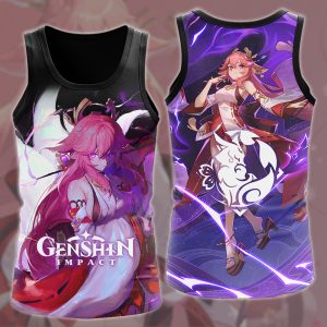 Genshin Impact Yae Miko Video Game All Over Printed T-shirt Tank Top Zip Hoodie Pullover Hoodie Hawaiian Shirt Beach Shorts Joggers Tank Top S 