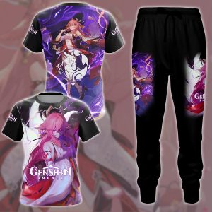 Genshin Impact Yae Miko Video Game All Over Printed T-shirt Tank Top Zip Hoodie Pullover Hoodie Hawaiian Shirt Beach Shorts Joggers   