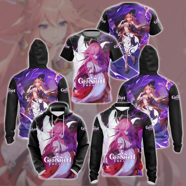 Genshin Impact Yae Miko Video Game All Over Printed T-shirt Tank Top Zip Hoodie Pullover Hoodie Hawaiian Shirt Beach Shorts Joggers