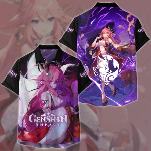 Genshin Impact Yae Miko Video Game All Over Printed T-shirt Tank Top Zip Hoodie Pullover Hoodie Hawaiian Shirt Beach Shorts Joggers Hawaiian Shirt S 