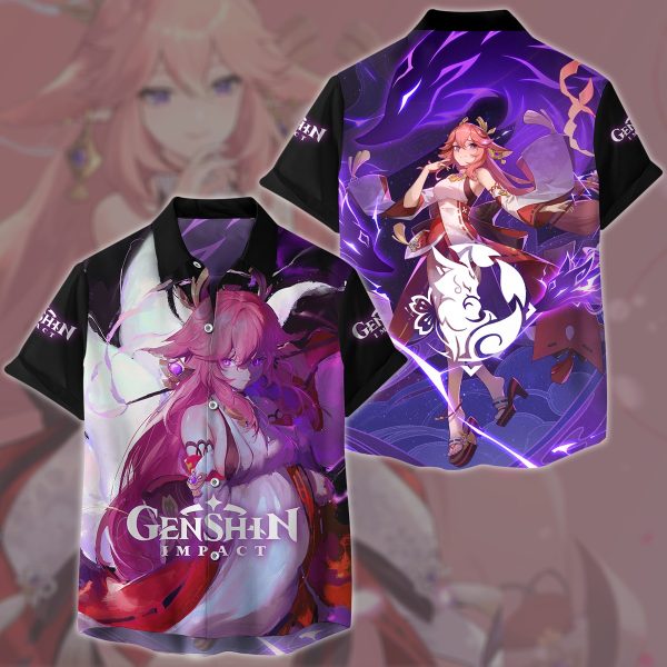 Genshin Impact Yae Miko Video Game All Over Printed T-shirt Tank Top Zip Hoodie Pullover Hoodie Hawaiian Shirt Beach Shorts Joggers Hawaiian Shirt S