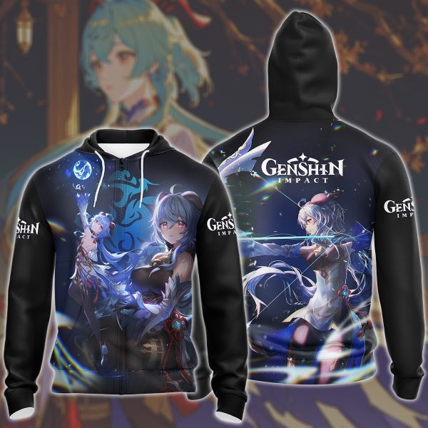 Genshin Impact Ganyu Video Game All Over Printed T-shirt Tank Top Zip Hoodie Pullover Hoodie Hawaiian Shirt Beach Shorts Joggers Zip Hoodie S