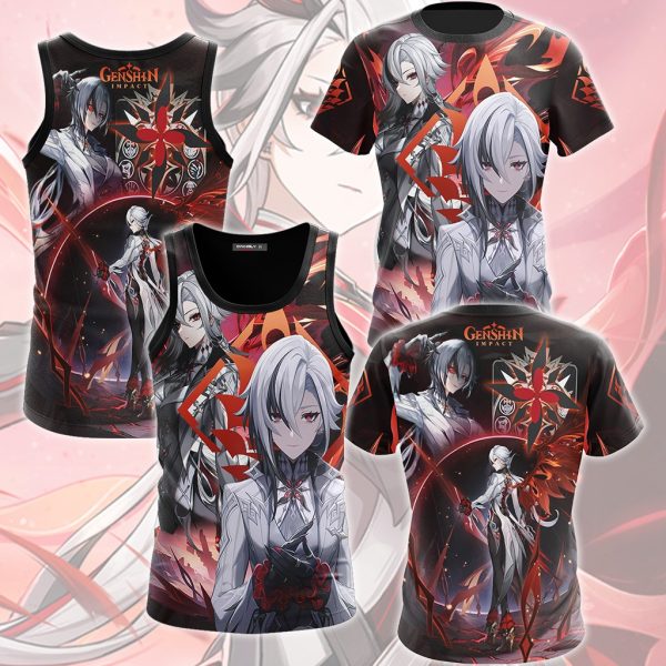 Genshin Impact Arlecchino Video Game All Over Printed T-shirt Tank Top Zip Hoodie Pullover Hoodie Hawaiian Shirt Beach Shorts Joggers