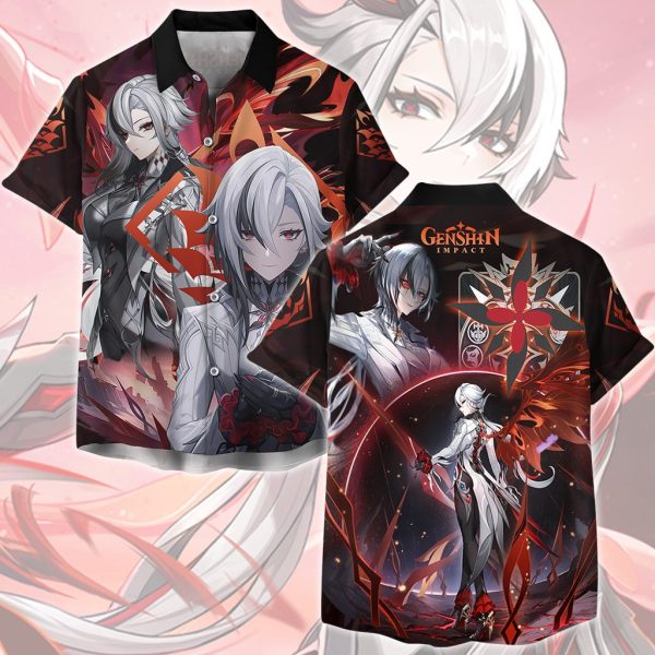 Genshin Impact Arlecchino Video Game All Over Printed T-shirt Tank Top Zip Hoodie Pullover Hoodie Hawaiian Shirt Beach Shorts Joggers Hawaiian Shirt S