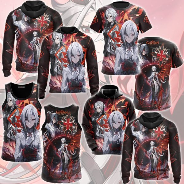 Genshin Impact Arlecchino Video Game All Over Printed T-shirt Tank Top Zip Hoodie Pullover Hoodie Hawaiian Shirt Beach Shorts Joggers