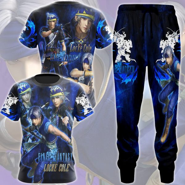 Final Fantasy VI Locke Cole Video Game All Over Printed T-shirt Tank Top Zip Hoodie Pullover Hoodie Hawaiian Shirt Beach Shorts Joggers