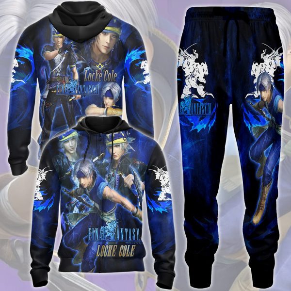 Final Fantasy VI Locke Cole Video Game All Over Printed T-shirt Tank Top Zip Hoodie Pullover Hoodie Hawaiian Shirt Beach Shorts Joggers