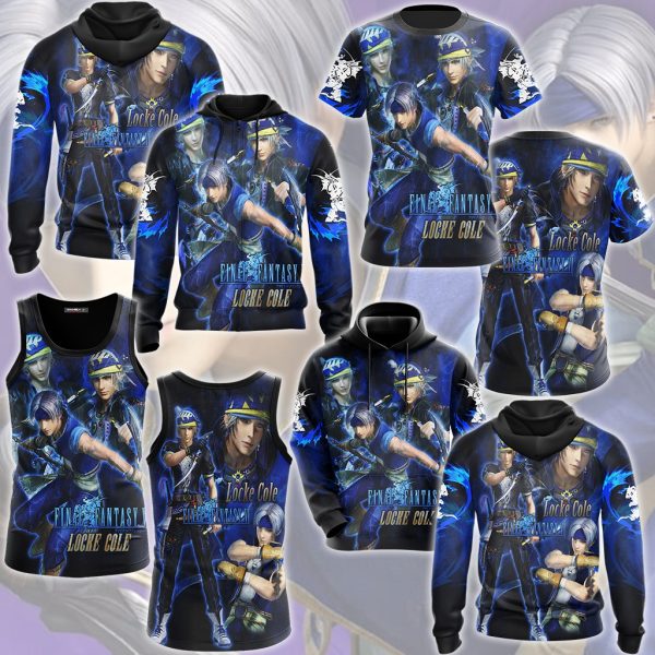 Final Fantasy VI Locke Cole Video Game All Over Printed T-shirt Tank Top Zip Hoodie Pullover Hoodie Hawaiian Shirt Beach Shorts Joggers