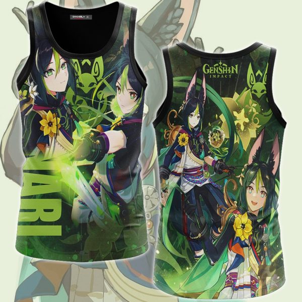 Genshin Impact Tighnari Video Game All Over Printed T-shirt Tank Top Zip Hoodie Pullover Hoodie Hawaiian Shirt Beach Shorts Joggers Tank Top S