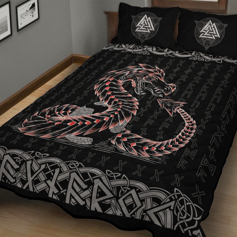 Viking Quilt Bedding Set Jormungandr Valknut 1