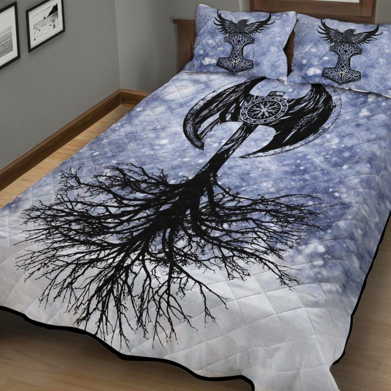 Viking Quilt Bedding Set Tree Of Life Axe