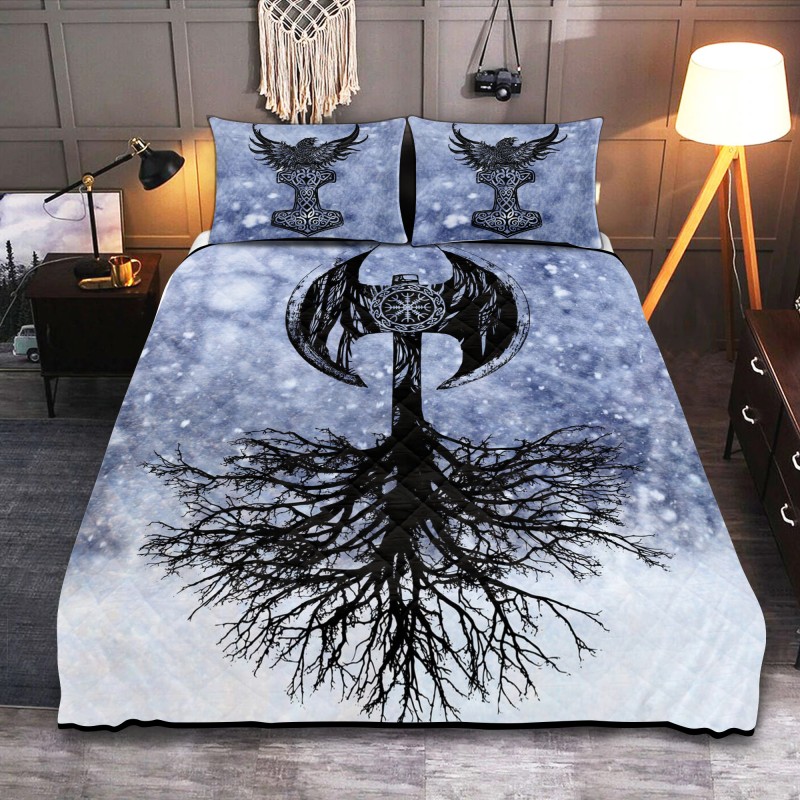 Viking Quilt Bedding Set Tree Of Life Axe