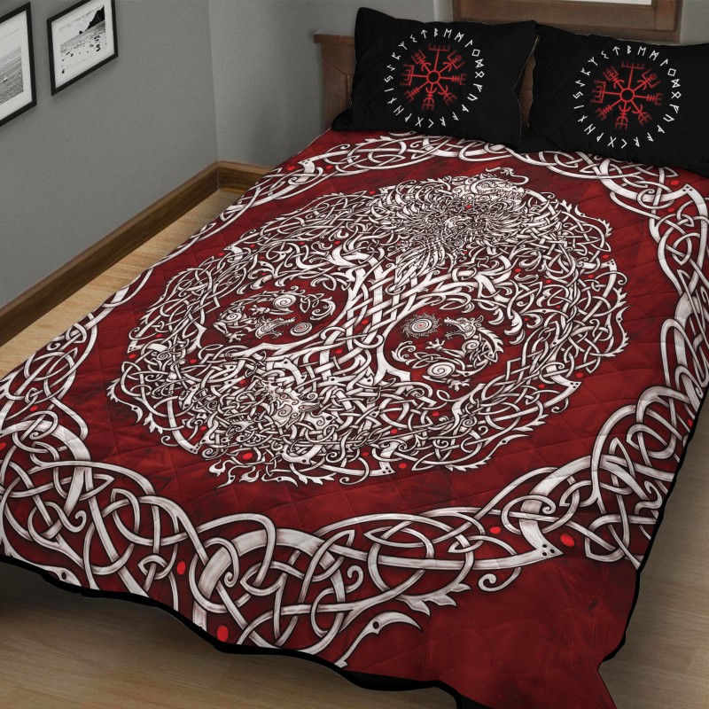 Viking Quilt Bedding Set Tree Of Life Yggdrasil Celtic Art