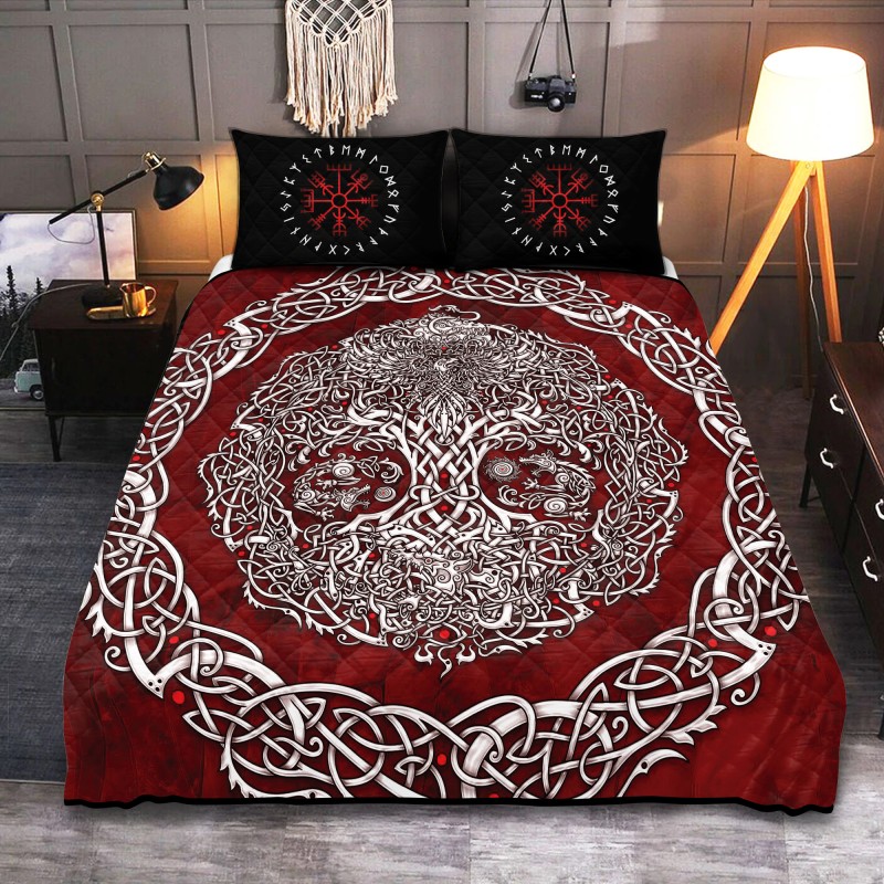 Viking Quilt Bedding Set Tree Of Life Yggdrasil Celtic Art