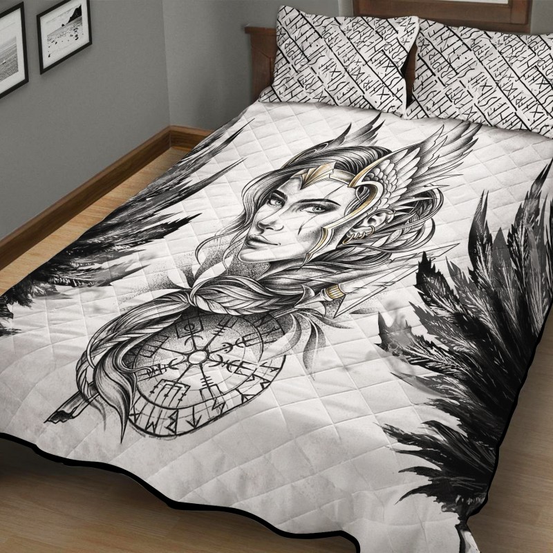 Viking Quilt Bedding Set Valkyrie Wings Art