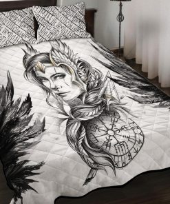 Viking Quilt Bedding Set Valkyrie Wings Art