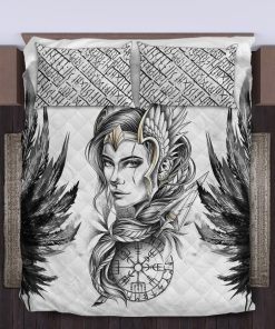 Viking Quilt Bedding Set Valkyrie Wings Art