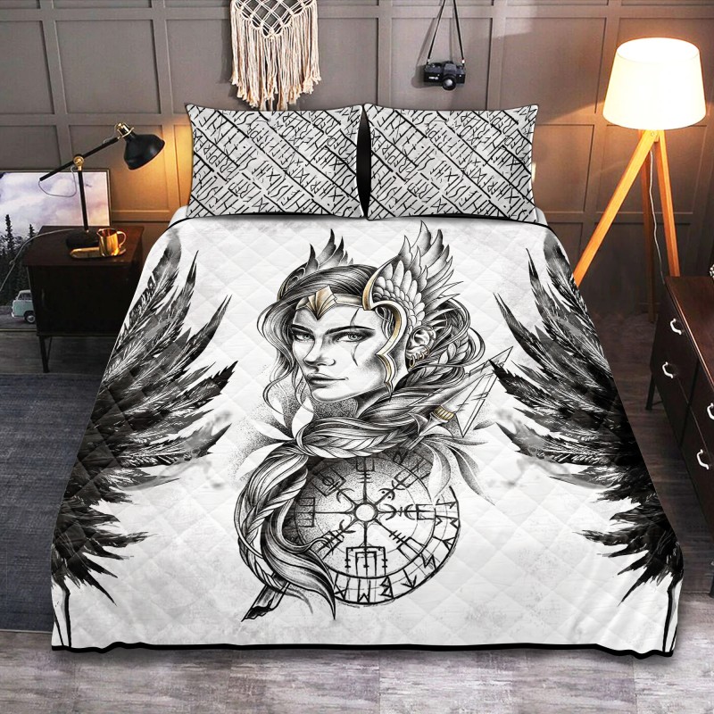 Viking Quilt Bedding Set Valkyrie Wings Art