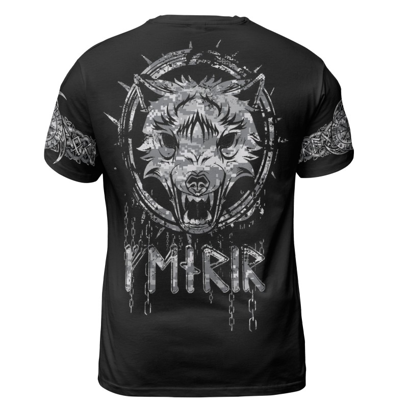 Viking T-shirt Grunge Yggdrasil Skull Fenrir Camo Back