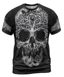 Viking T-shirt Grunge Yggdrasil Skull Fenrir Camo Front