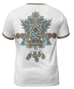 Viking T-shirt Swings Axe Wolf Dreamcatcher Back