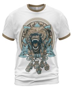 Viking T-shirt Swings Axe Wolf Dreamcatcher Front