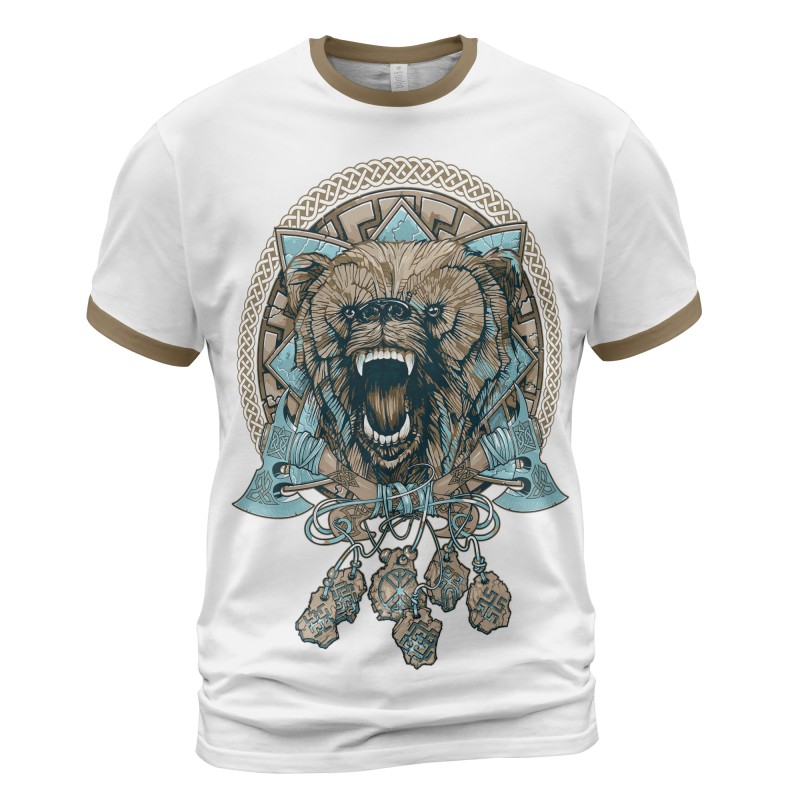 Viking T-shirt Swings Axe Wolf Dreamcatcher Front