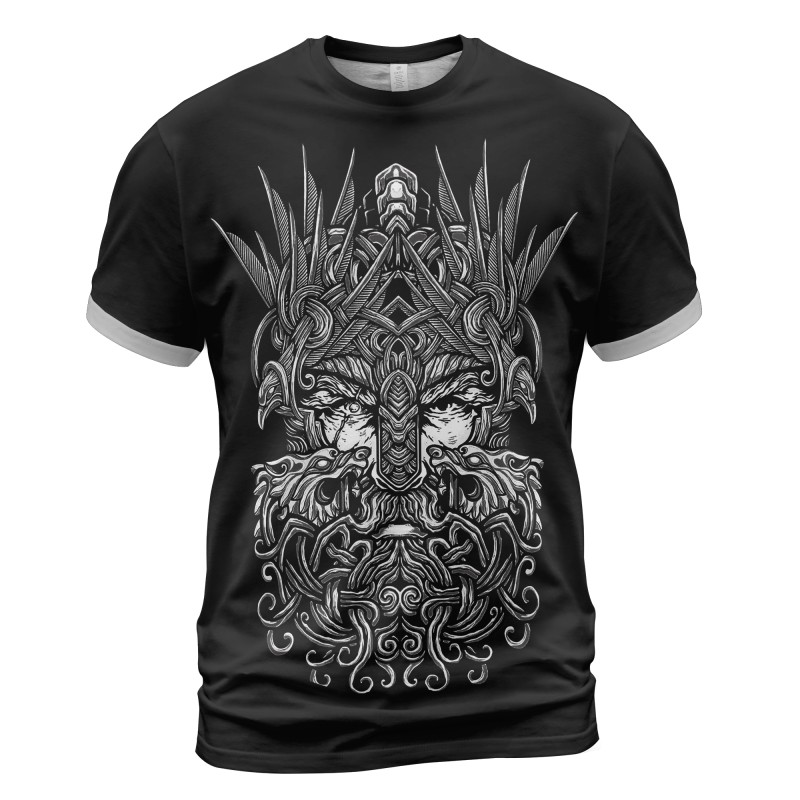 Viking T-shirt Odin Raven Art Ulfberht Sword Front