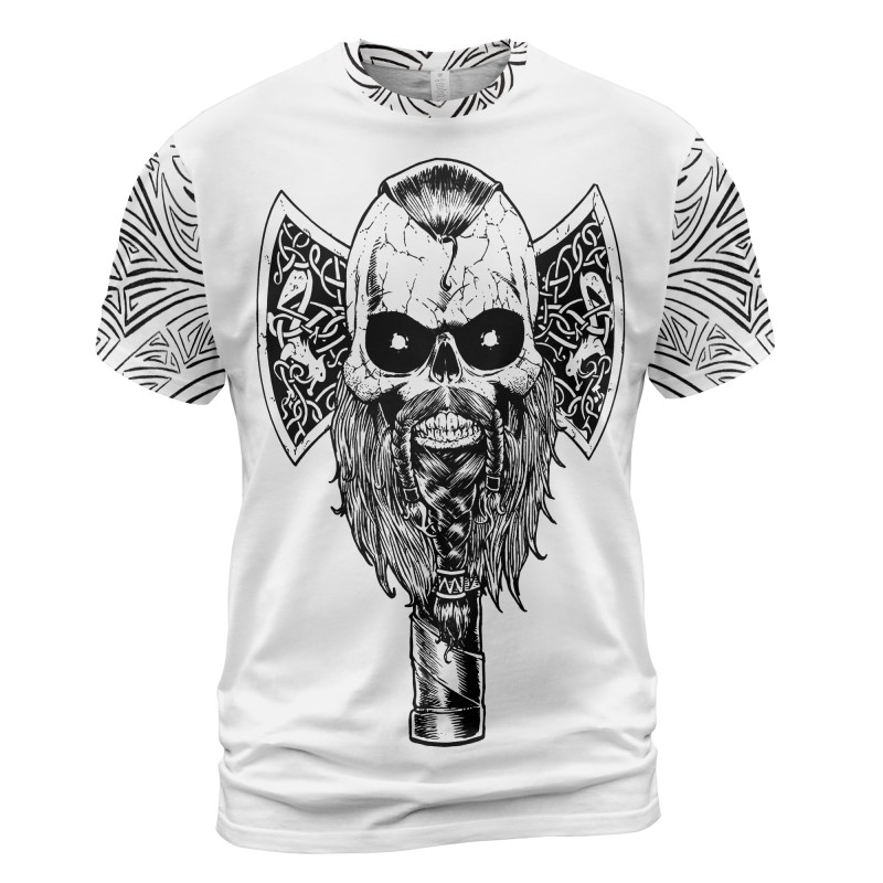 Viking T-shirt Skull Warrior Tree Of Life Axe Front