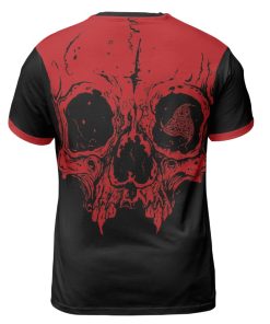 Viking T-shirt Red Skull Triple Horn of Odin Back