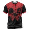 Viking T-shirt Red Skull Triple Horn of Odin Front