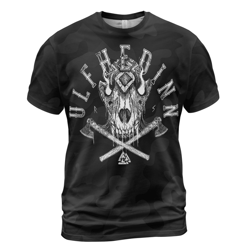 Viking T-shirt Ulfhedinn Until Valhalla Warrior Skull Front