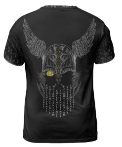 Viking T-shirt Fenrir Wolf And Odin Art Back