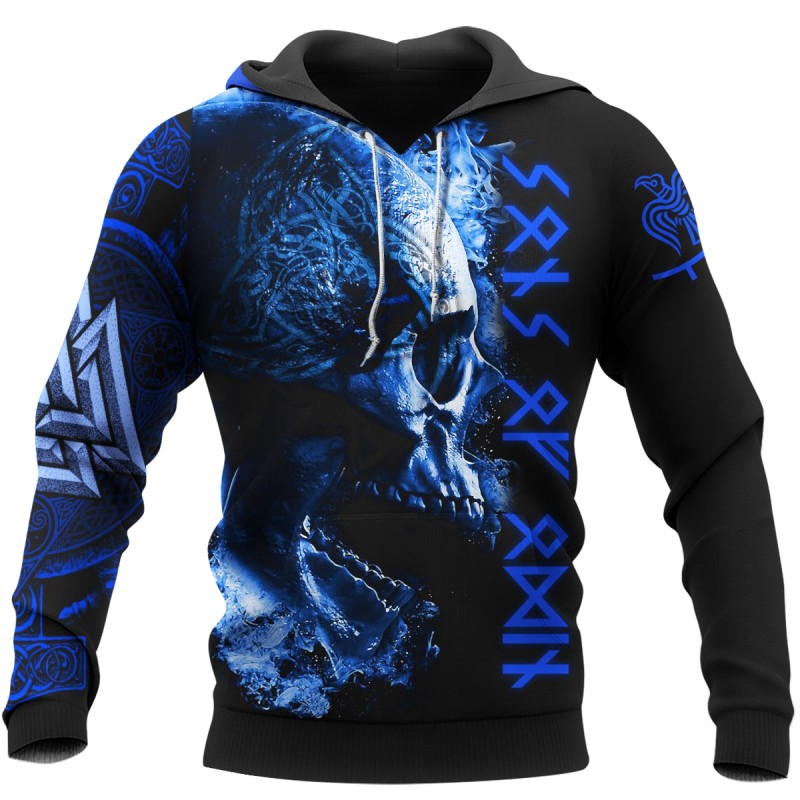 Viking Hoodie Surreal Skull Sons Of Odin Valknut Front