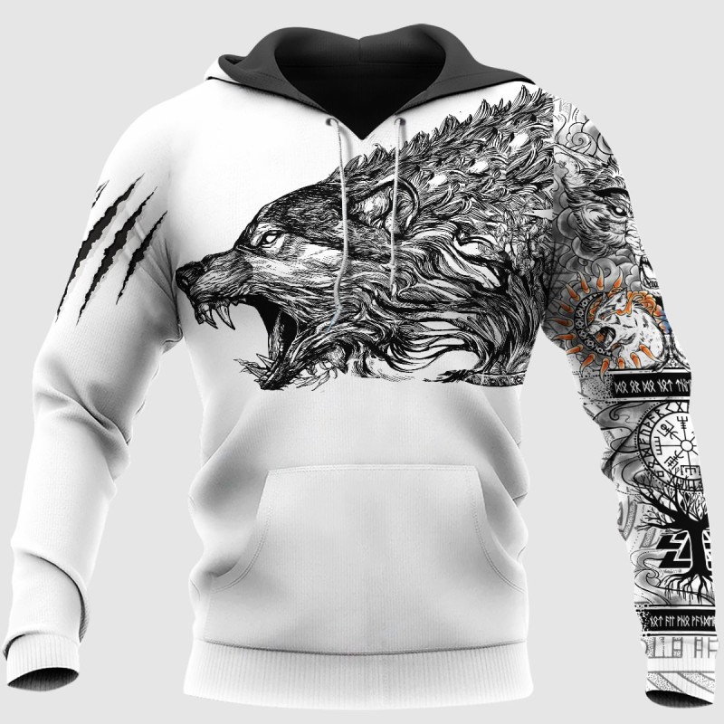 Viking Hoodie Wolf Art Claws Scratch Front