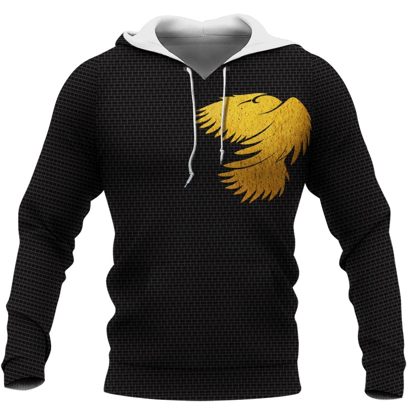 Viking Hoodie Yin Yang Wolf Raven Yggdrasil Gold Front